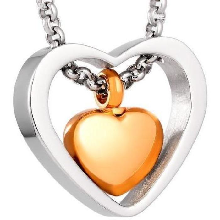 #046 Heart in a Heart Ashes Necklace Pendant Jewelry Never Forget You