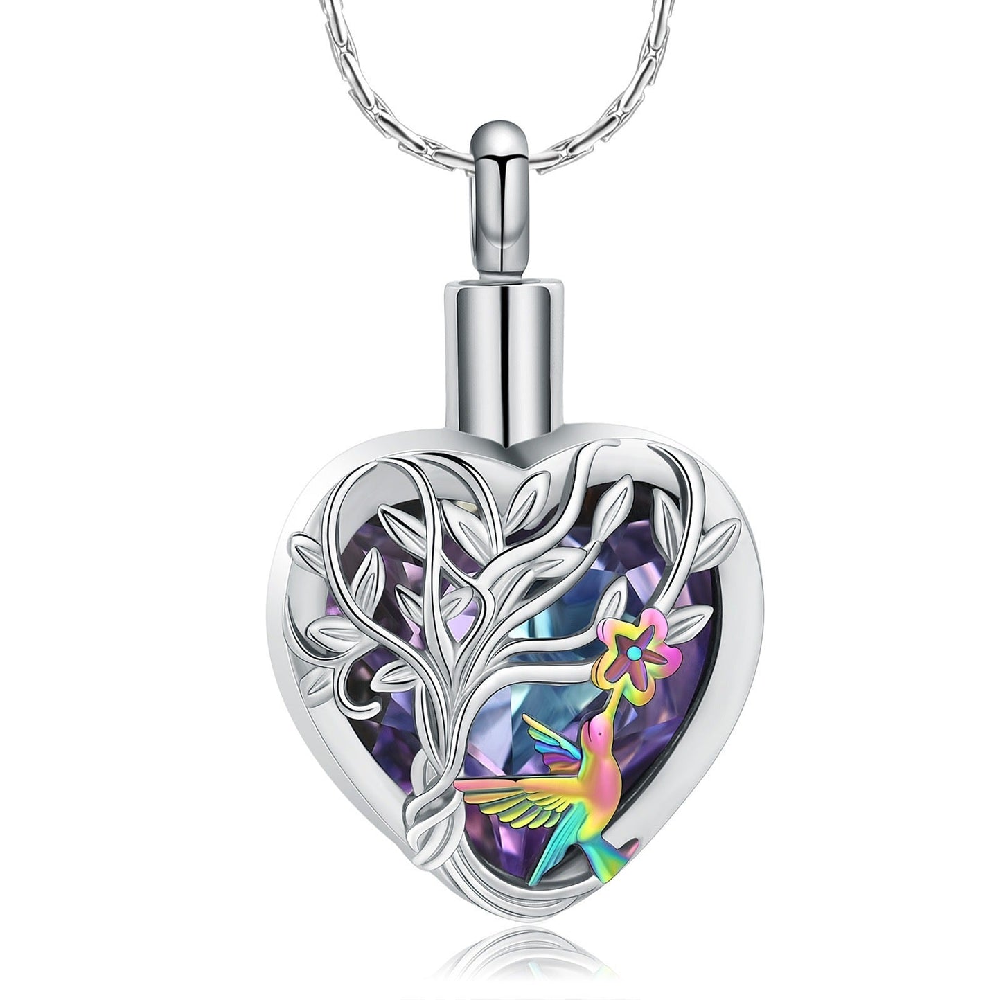 Heart Hummingbird Tree Ashes Necklace Pendant