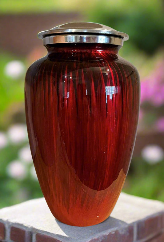 New Enamel Finished Red and Black 10" Full Size Ashes Urn Full Size Urn NFY