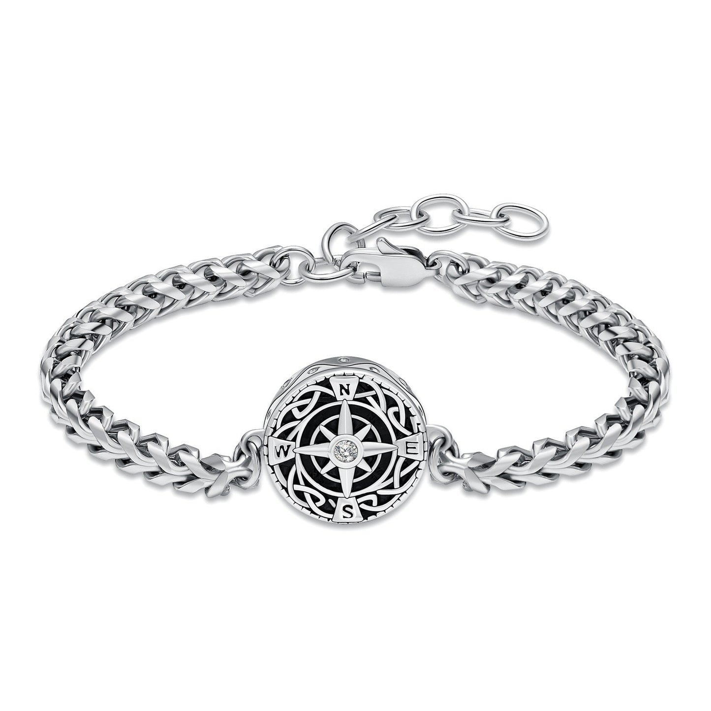 Silver Compass Ashes Bracelet 20cm