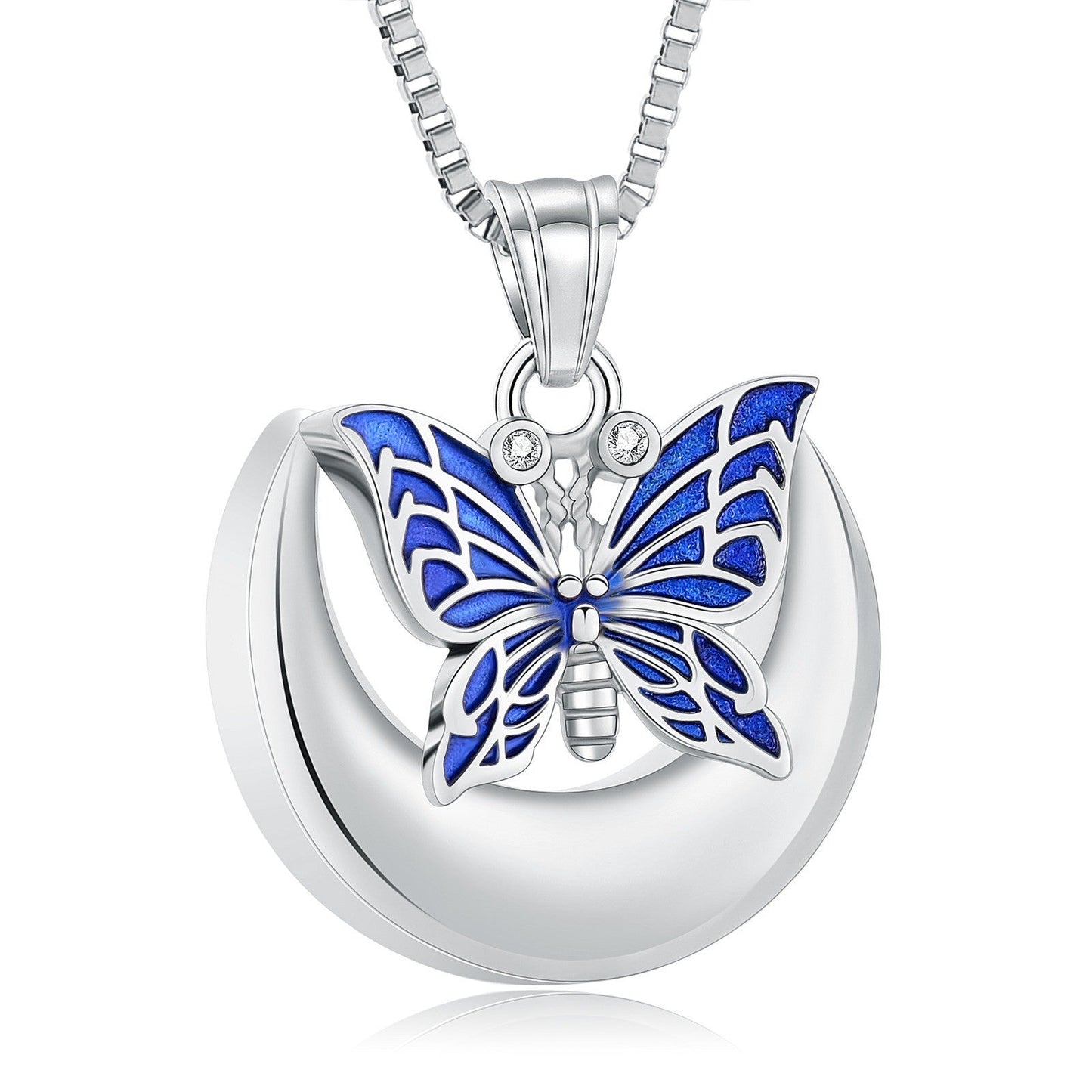 Silver Blue Butterfly Ashes Necklace Pendant
