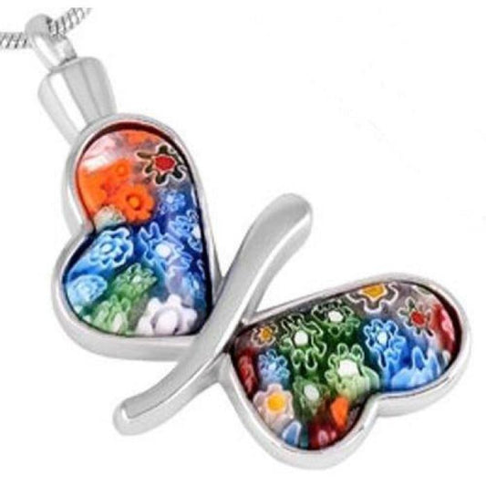 #010 Flowered Butterfly Animal Ashes Necklace Pendant Jewelry Never Forget You