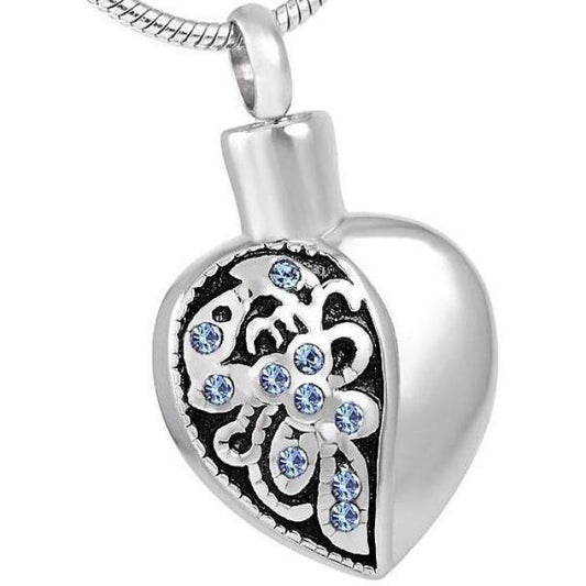 #075 Half Empty Heart Cremation Jewelry Pendant Jewelry Never Forget You