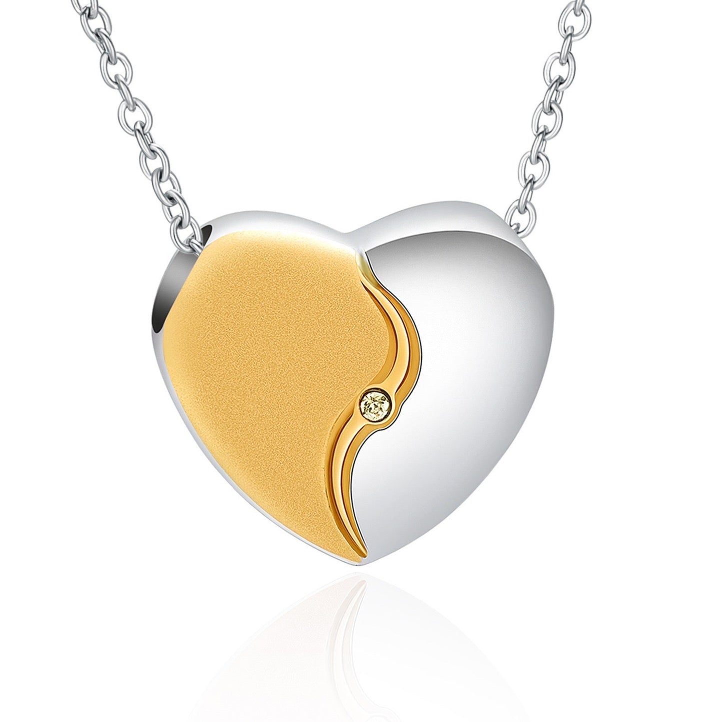 NEW Split gold/silver Heart Ashes Necklace Pendant