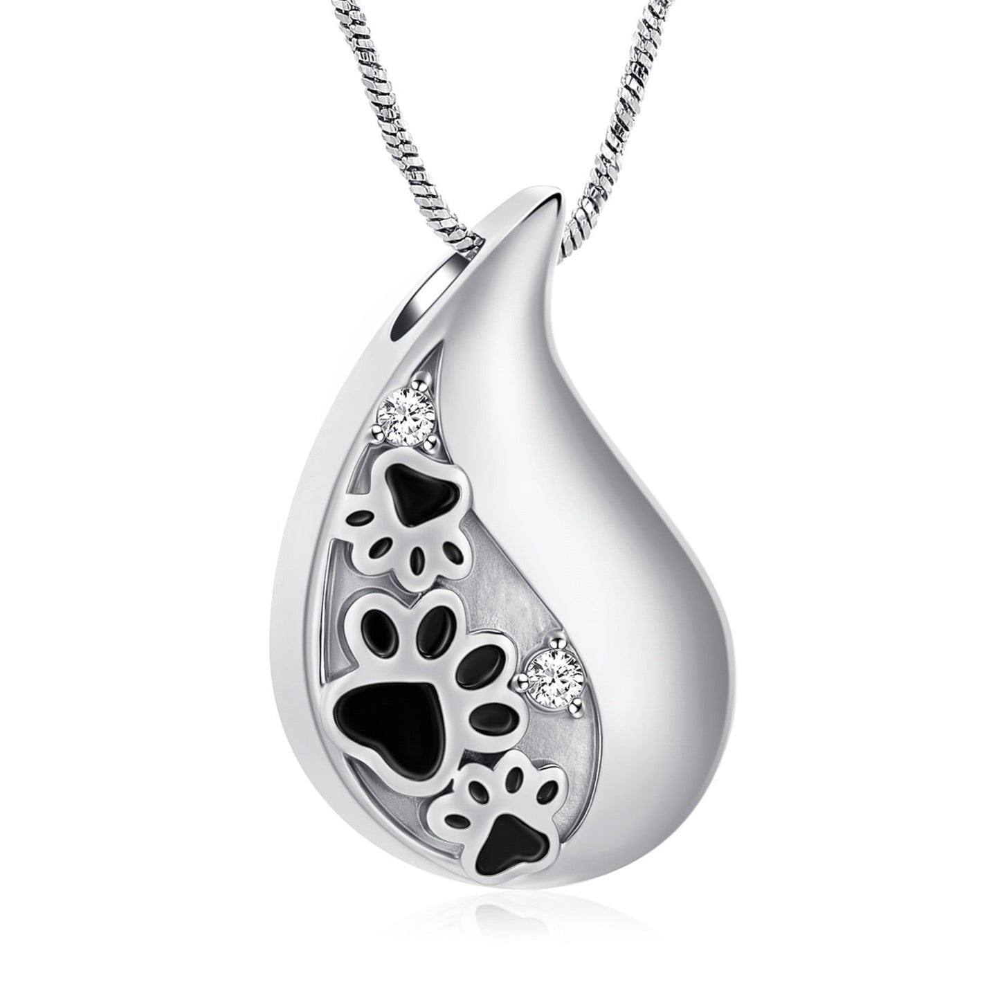 Teardrop Pet Paws Cremation Necklace Pendant