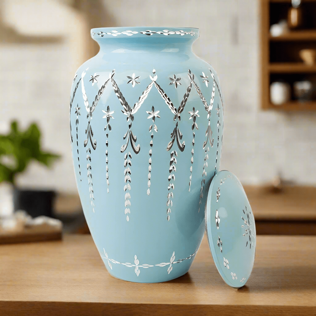 Blue Diamond Etch Large Urn