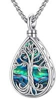 Teardrop Tree Mother of Pearl Ashes Necklace Pendant