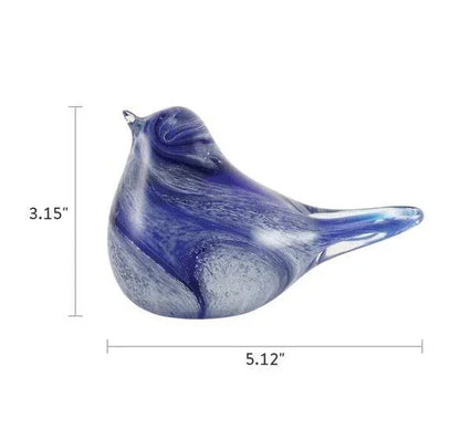 Blown Glass Azure Songbird Keepsake Urn