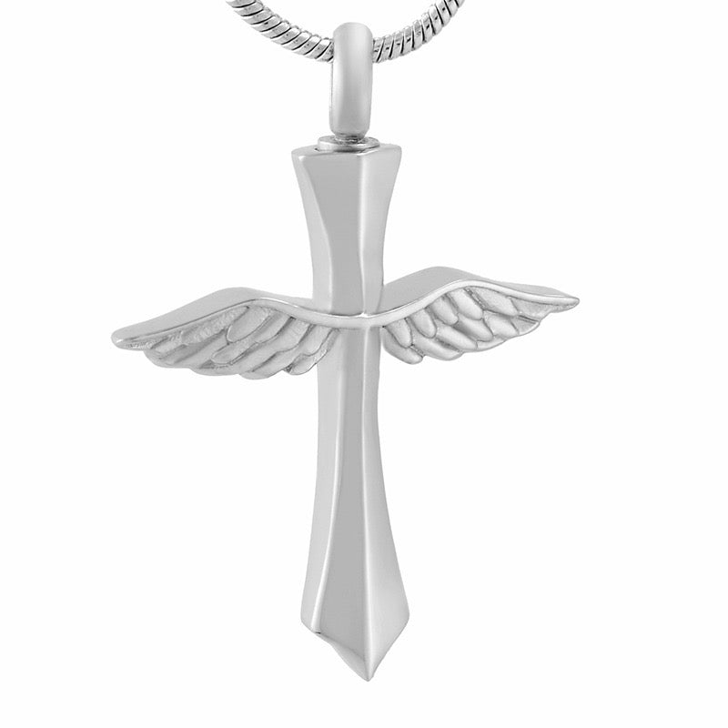 Winged Cross Ashes Necklace Pendant