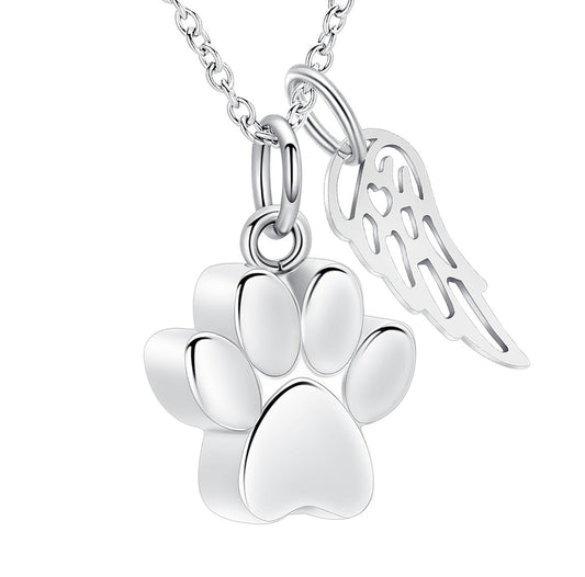 Paw w/ Wing Ashes Necklace Pendant