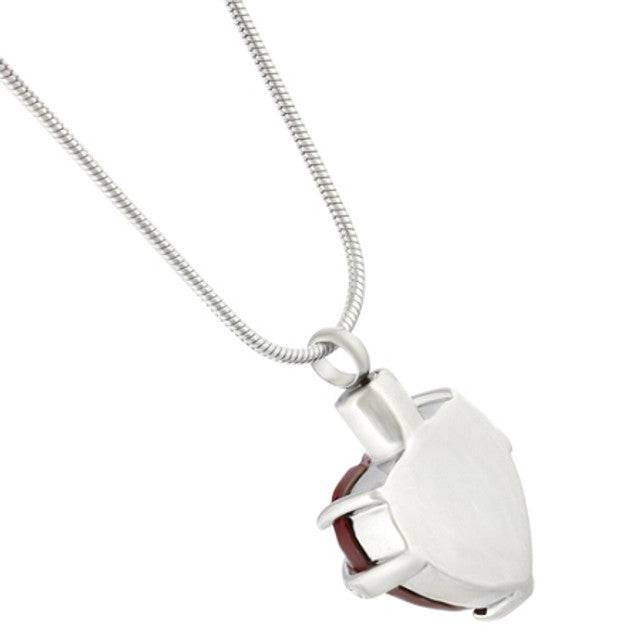 #008 Red Colored Heart Ashes Necklace Pendant Jewelry Never Forget You