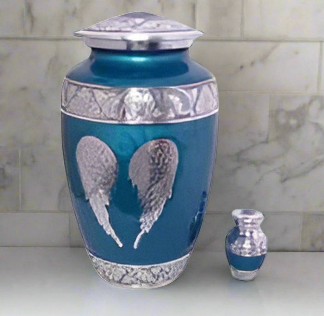 Elite Series Urn- Aqua Angel Wings Urn