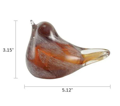 Blown Glass Amber Songbird Keepsake Urn