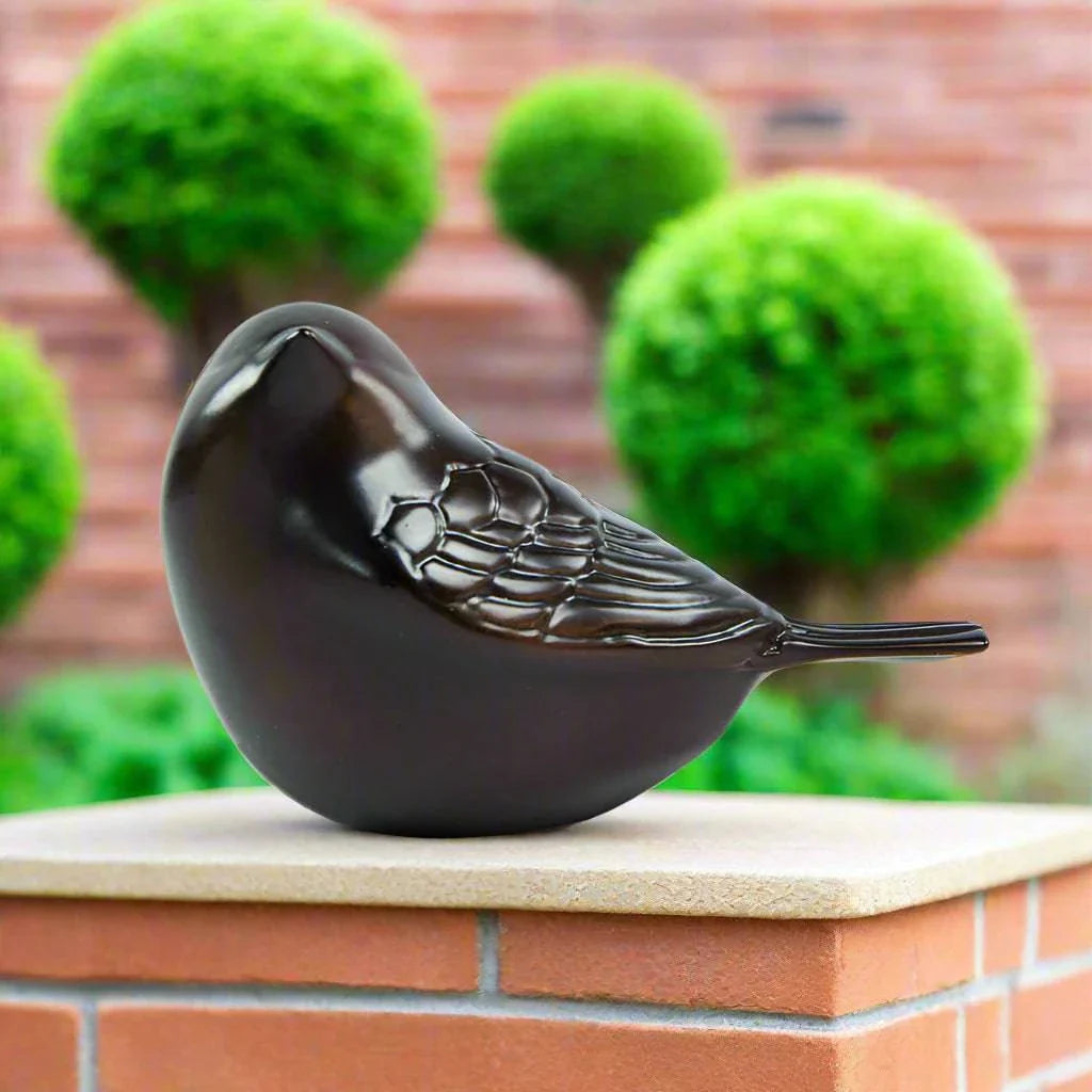 Blown Glass Bronze Songbird Keepsake Urn