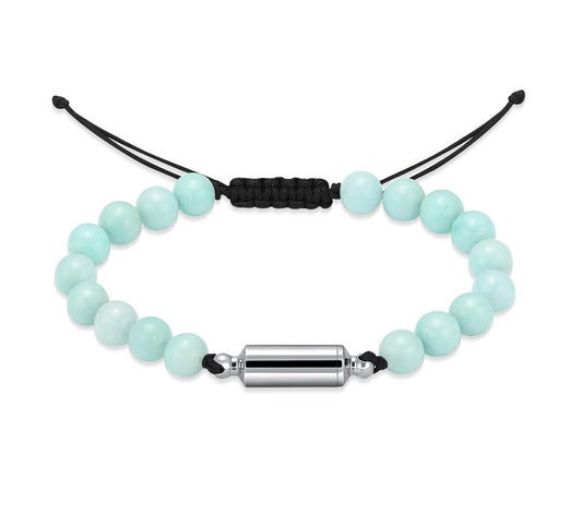 #008B Beaded Aqua Cremation Bracelet Adjustable Jewelry Never Forget You