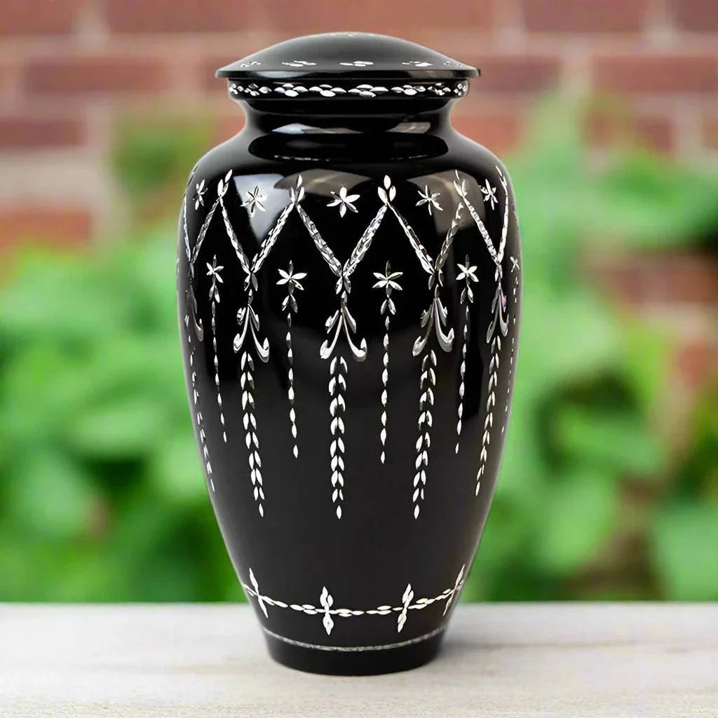 Black Diamond Etch Large Urn