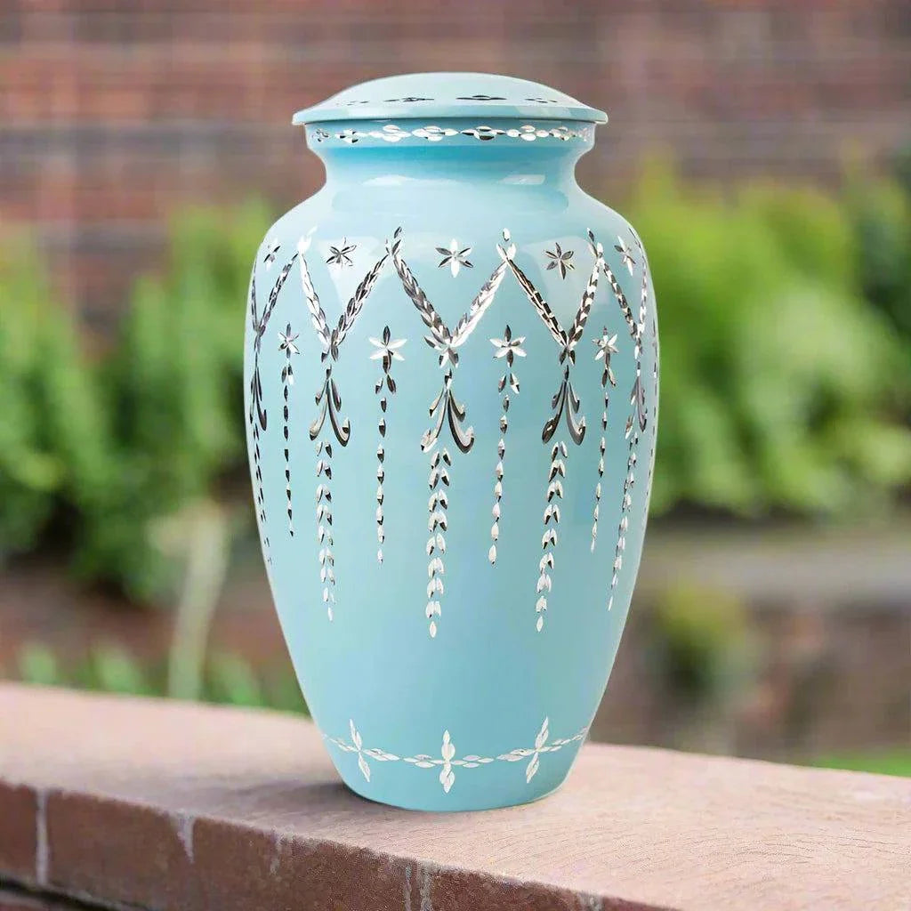 Blue Diamond Etch Large Urn