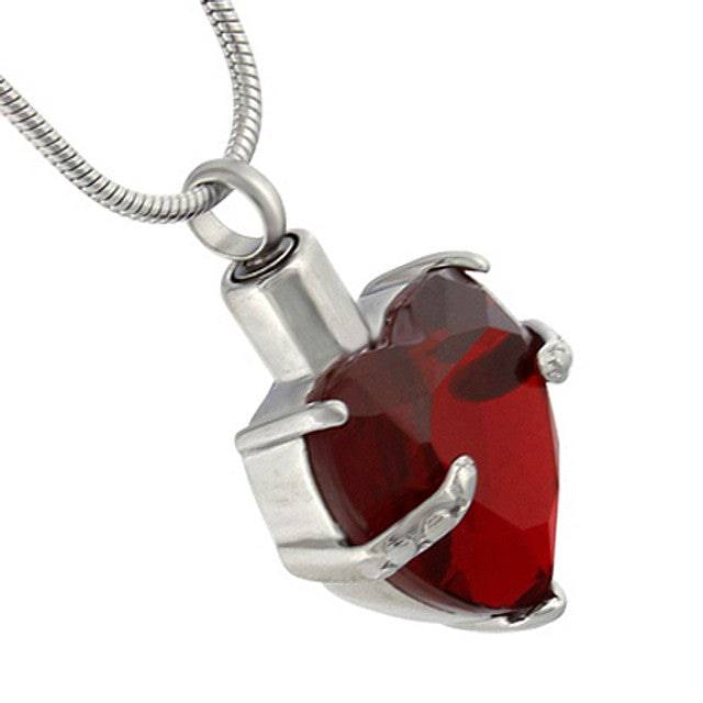 #008 Red Colored Heart Ashes Necklace Pendant Jewelry Never Forget You