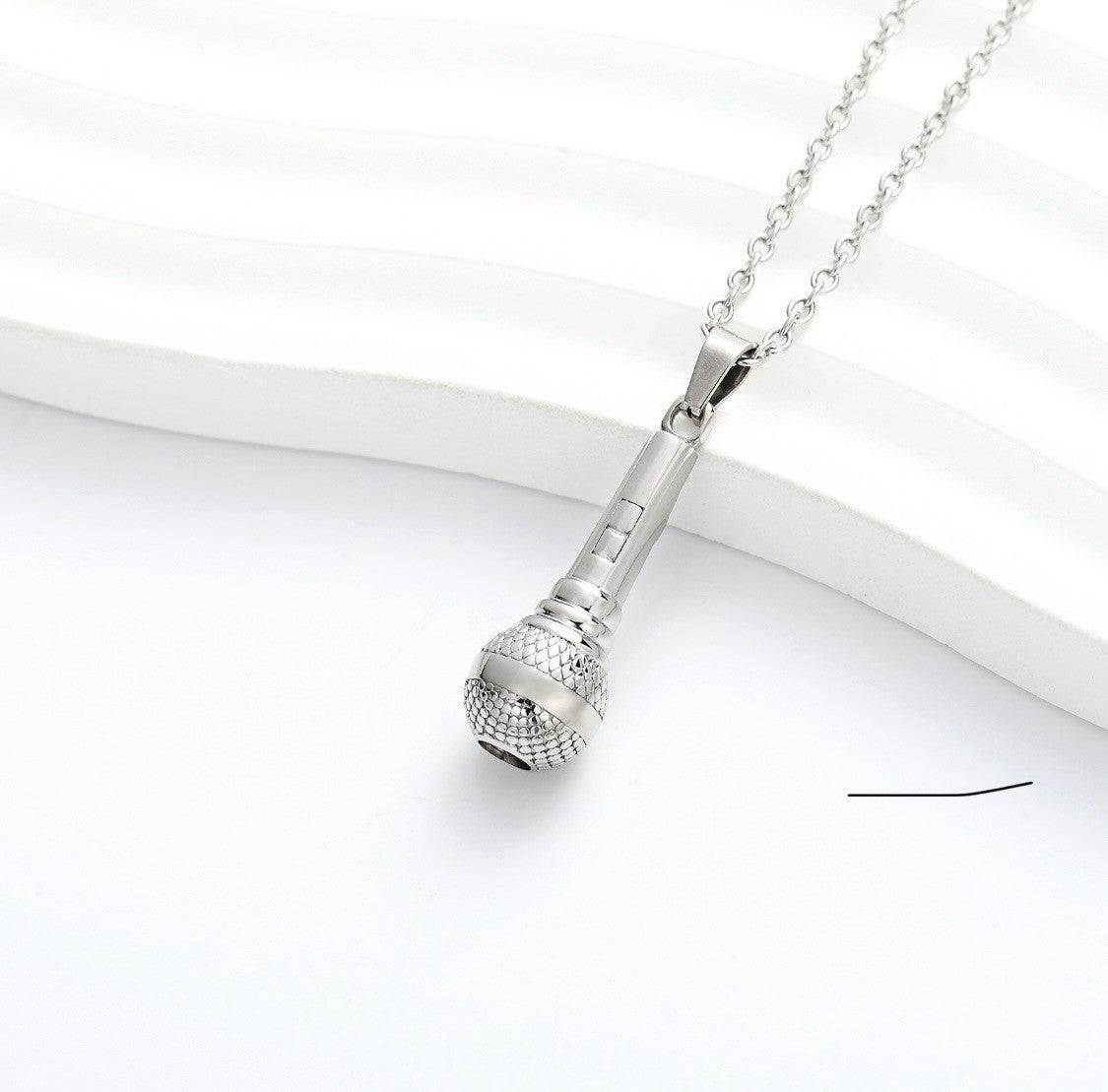 #109 Microphone Ashes Necklace Pendant Jewelry Never Forget You