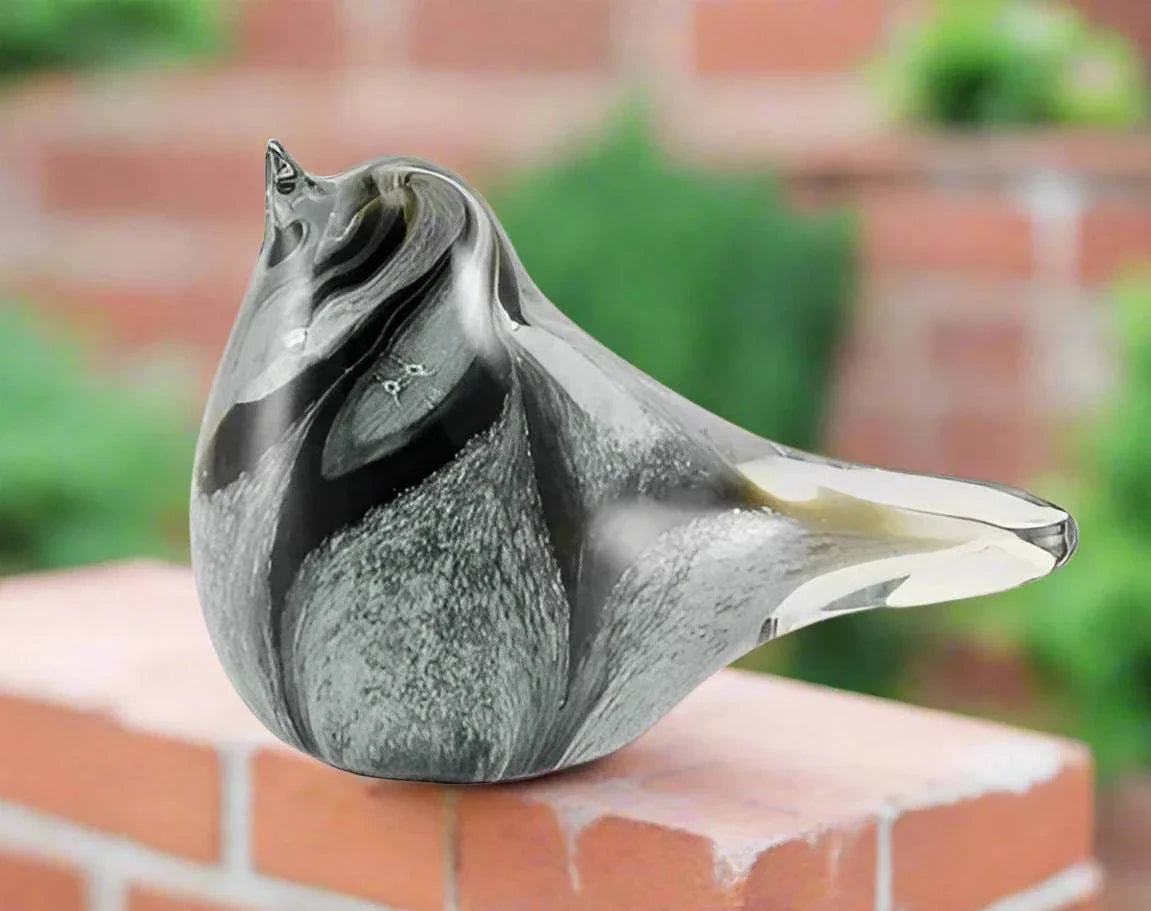 Blown Glass Onyx  Songbird Keepsake Urn