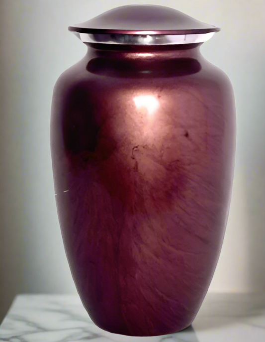 Elite Series Urn- Aurora Motif Urns Metallic Burgundy