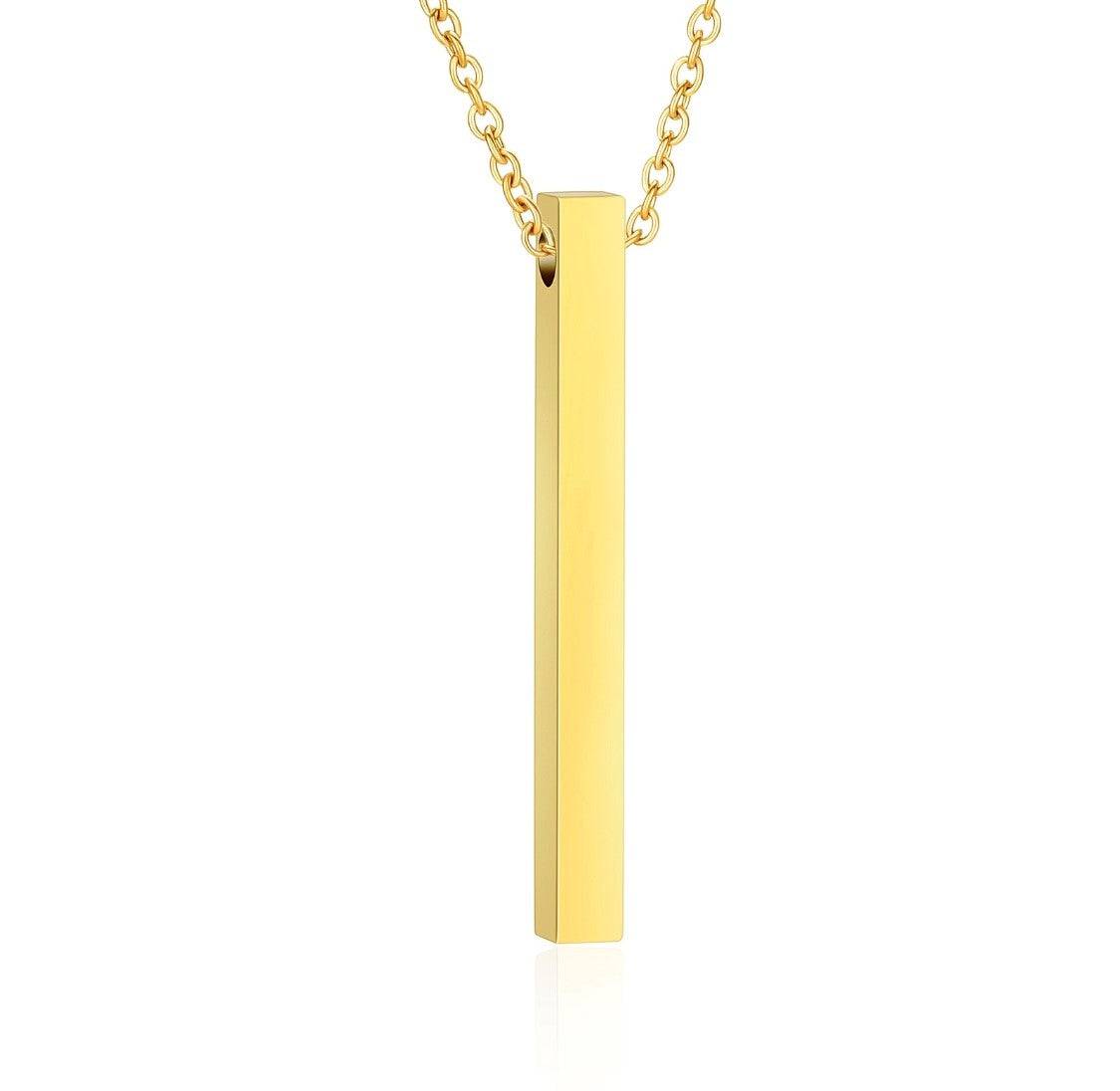 #107 Thin Gold Rectangle Ashes Necklace Pendant Jewelry Never Forget You